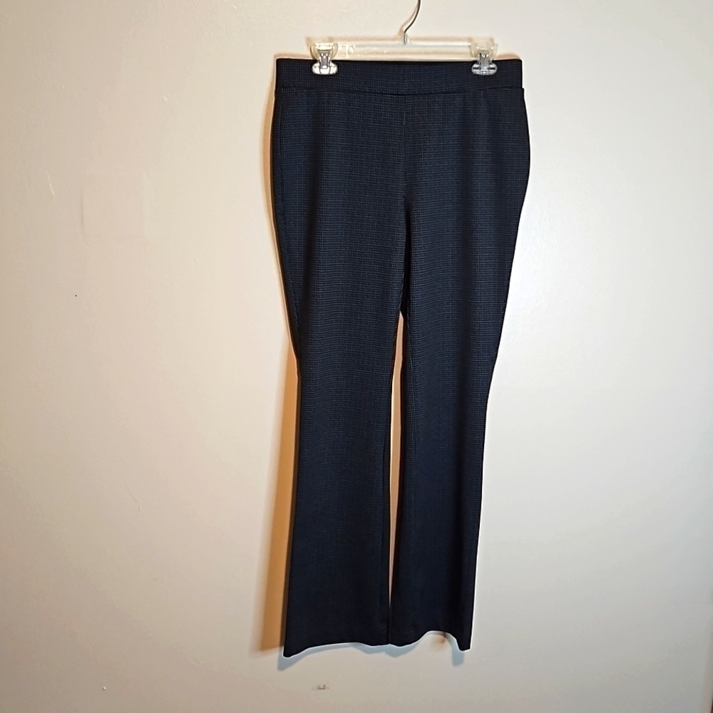 Roz & Ali Black White Houndstooth Pull On Pants Medium